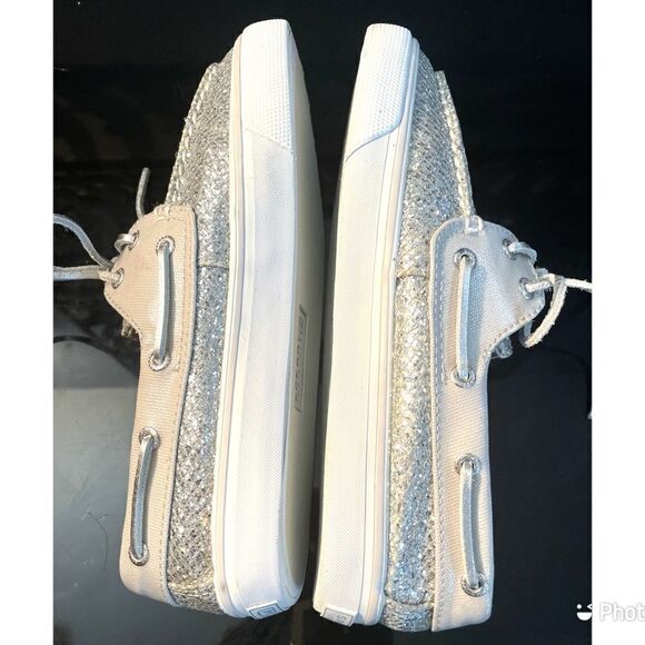 Sperry Top Sider Silver Sparkle Women’s Boat Shoes Size 6 - Picture 7 of 10